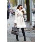 Womens winter coat in buckskin look with faux fur beige