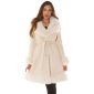 Womens winter coat in buckskin look with faux fur beige