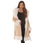 Womens winter coat in buckskin look with faux fur cappuccino