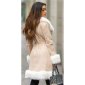 Womens winter coat in buckskin look with faux fur cappuccino