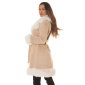 Womens winter coat in buckskin look with faux fur cappuccino
