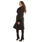 Elegant womens coat with faux fur and belt black