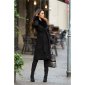 Elegant womens coat with faux fur and belt black