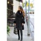 Elegant womens coat with faux fur and belt black