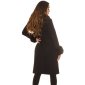 Elegant womens coat with faux fur and belt black