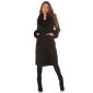 Elegant womens coat with faux fur and belt black