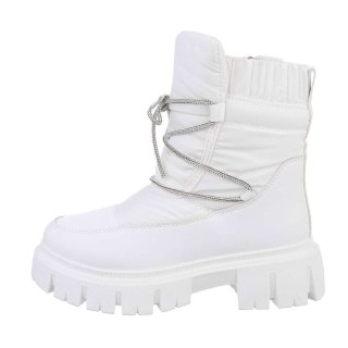 Damen Snowboots Winterboots warm gefüttert Weiß