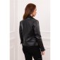 Stylish womens biker jacket faux leather black UK 12 (M)