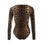 Damen Langarm Body mit Animalprint Leopard-Look Braun