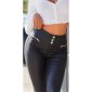 Skinny womens high waist trousers in leather look black UK 12 (M)