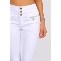 Damen High Waist Skinny Jeans mit Zipper Weiß