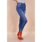 Damen Used-Look Skinny Jeans mit Fransensaum Dunkelblau