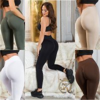 Womens high waist scrunch butt fitness leggings push-up beige Onesize (UK 8,10,12)