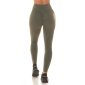 Damen High Waist Scrunch Butt Fitness Leggings Push-Up Khaki Einheitsgröße (34,36,38)