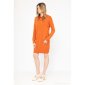 Womens hoodie dress fine-knit with pockets orange