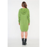 Damen Hoodie-Kleid Feinstrick mit Kapuze Lindgrün