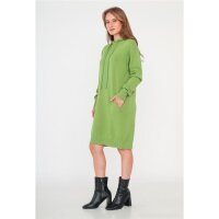 Damen Hoodie-Kleid Feinstrick mit Kapuze Lindgrün