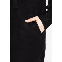 Damen Hoodie-Kleid Feinstrick mit Kapuze Schwarz