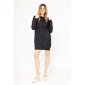 Damen Hoodie-Kleid Feinstrick mit Kapuze Schwarz