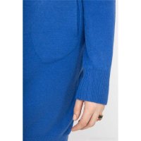 Womens hoodie dress fine-knit with pockets royal blue