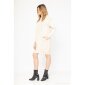 Womens hoodie dress fine-knit with pockets beige