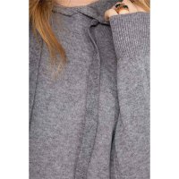 Womens hoodie dress fine-knit with pockets grey
