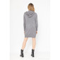 Womens hoodie dress fine-knit with pockets grey