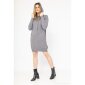 Womens hoodie dress fine-knit with pockets grey