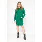 Womens hoodie dress fine-knit with pockets green