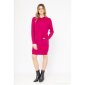 Womens hoodie dress fine-knit with pockets raspberry-red
