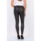 Womens skinny jeans in leather look with rivets black