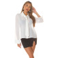 Womens chiffon blouse in business look with tie white