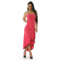 Sexy Bandeau Latino-Kleid Tanzkleid Salsa Pink-Schwarz Einheitsgröße (34,36,38)