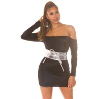 Trendy womens faux leather waist belt to tie silver