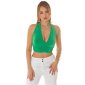 Sexy Damen Neckholder Crop-Top mit V-Ausschnitt Grün