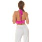 Sexy Damen Neckholder Crop-Top mit V-Ausschnitt Pink