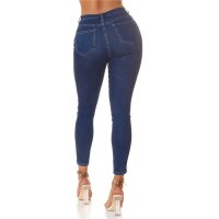 Damen Skinny Jeans Highwaist Röhrenjeans Dunkelblau
