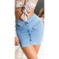 Womens high waist jeans skirt with button front light blue