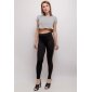 Sexy Damen Highwaist Leggings mit Streifen Schwarz