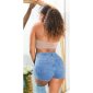 Damen Neckholder Crop-Top Wickel-Top Cappuccino