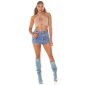 Damen Neckholder Crop-Top Wickel-Top Cappuccino