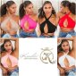 Damen Neckholder Crop-Top Wickel-Top Weiß