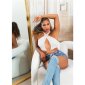 Damen Neckholder Crop-Top Wickel-Top Weiß