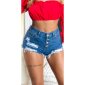 Ultra kurze Damen Jeans Hotpants ausgefranst Dunkelblau
