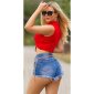 Sexy Damen Crop Top mit V-Ausschnitt Rot