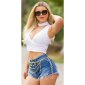Sexy Damen Crop Top mit V-Ausschnitt Weiß