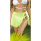 Damen Cover-Up Minirock Strandrock kurz zum Binden Neon Gelb