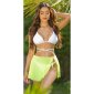 Damen Cover-Up Minirock Strandrock kurz zum Binden Neon Gelb