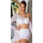Sexy 2 pcs women mesh gogo set top + skirt clubwear white