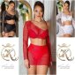 Sexy 2 pcs women mesh gogo set top + skirt clubwear white